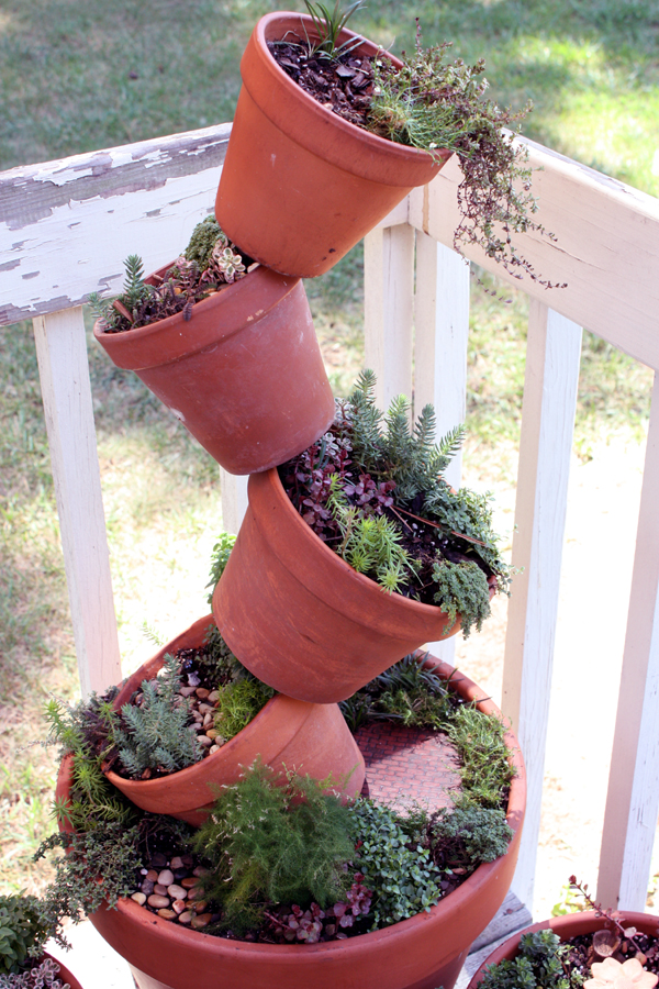 Creating a Tiered Living Miniature Garden With A Pot Stacker ~ Part 3