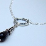 Black Onyx Faceted Long Drop Briolette Lariat Necklace by Rosemary Zamecnik