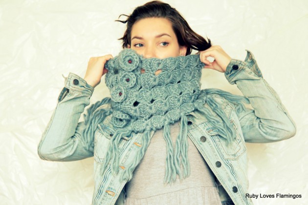 Broomstick Lace Crochet Cowl by Maya