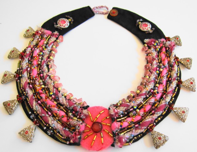 Fiber and Bead Necklace by Khatuna Zarandia-algar 5