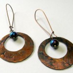 Hammered Copper Disc Earrings by Sue Graham