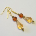 Topaz and Brown Crystal Earrings by Sue Graham