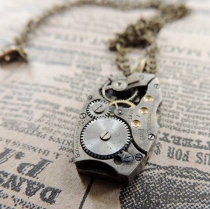 Steampunk Necklace Vintage Watch Movement by Lisa Scrivner