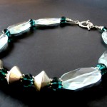 Quartz crystal and silver plated bicones necklace by Hortensia Gibbs