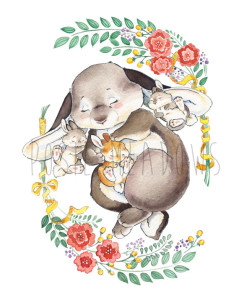 Somebunny Loves You Watercolor by Posie Meadows