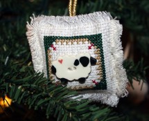 Cross Stitch Sheep Button Ornament