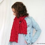 Red Cable Knit Scarf by Maya