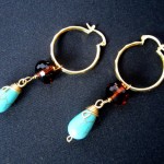 Turquoise and Amber Crystal Earrings by Hortensia Gibbs